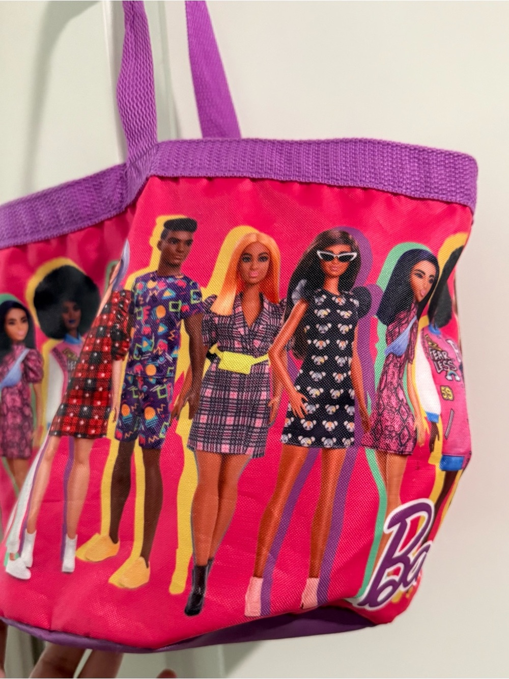 Barbie Hot Pink Tote with Purple Handles
